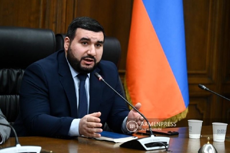 Депутат Ваагн Алексанян выступает на заседании постоянного комитета по обороне и безопасности НС РА в Нор-Норкском районе.