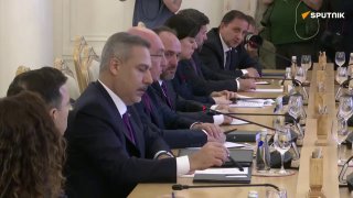 Хакан Фидан, министр иностранных дел Турции, на пресс-конференции