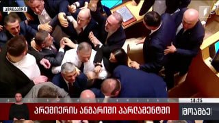 Драка депутатов в зале заседаний парламента Грузии